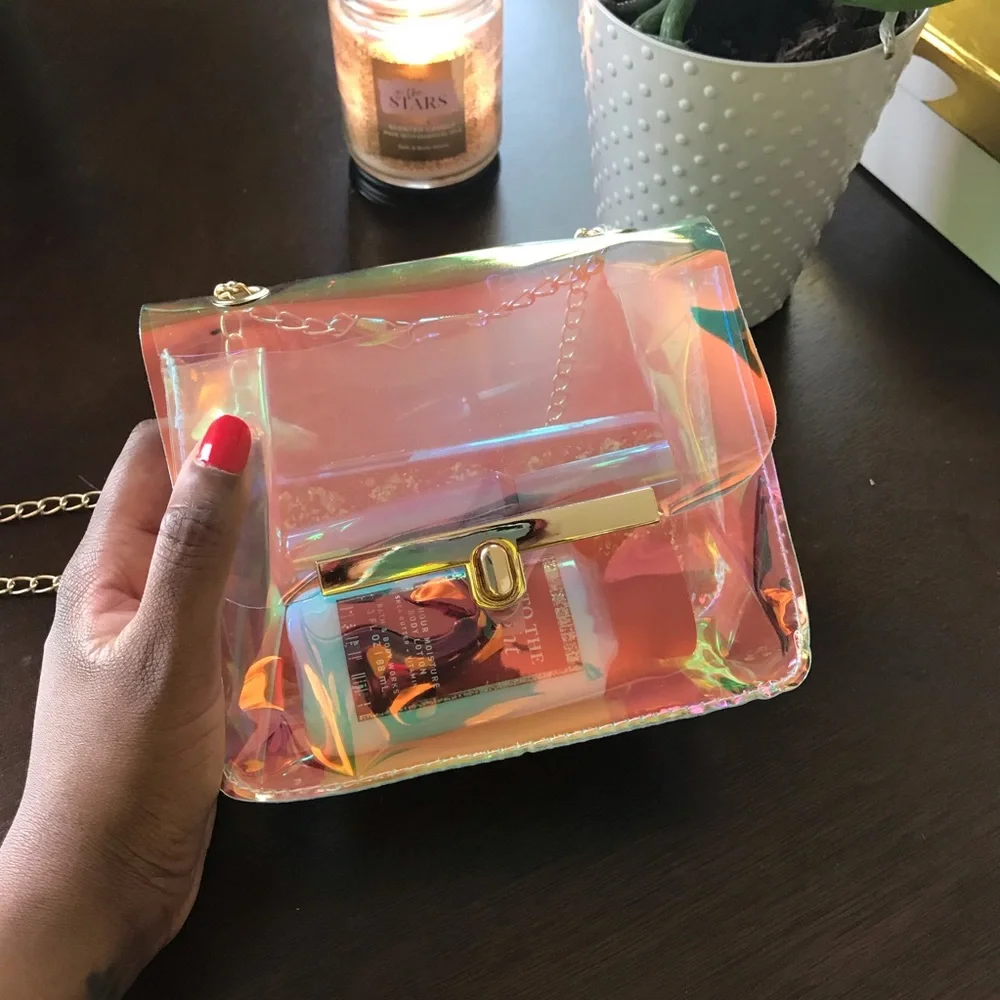 Holographic Crossbody Bag with Gold Chain - Picture 2 of 11